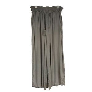 WILFRED - WOMEN'S SMALL BEIGE 100% MODAL DRAWSTRING WAIST WIDE LEG PANTS